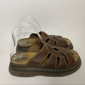 Route 66 Vintage Leather Platform Chunky Slide Sandals Women's 8